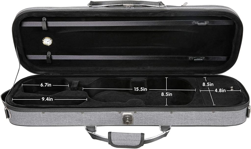 ADM 4/4 Full Size Violin Case Oblong Violin Hard Case with Built-in Hygrometer,Super Lightweight Portable with Carrying Straps