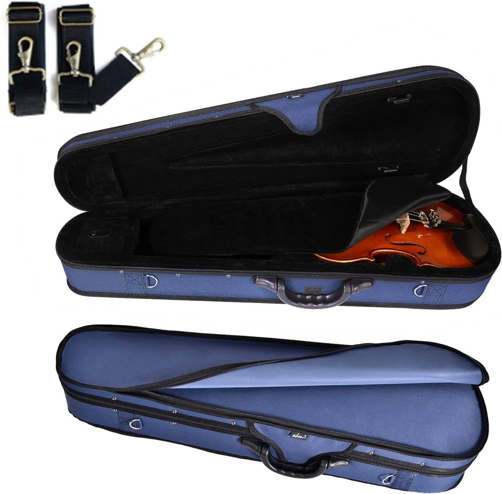 adm 4/4 Full Size Violin Hard Case Basic Professional Triangular Shape Backpack, Super Light Suspension, Blue