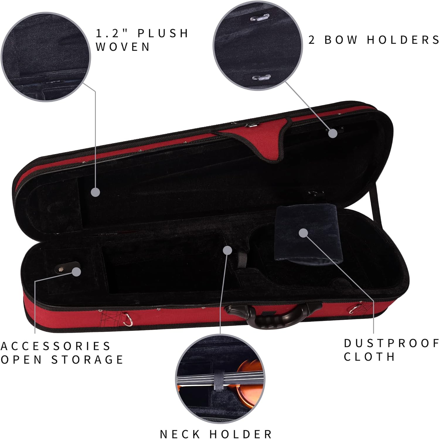 Black Suitcase Violin Box Storage Accessor Waterproof Rigid Violin