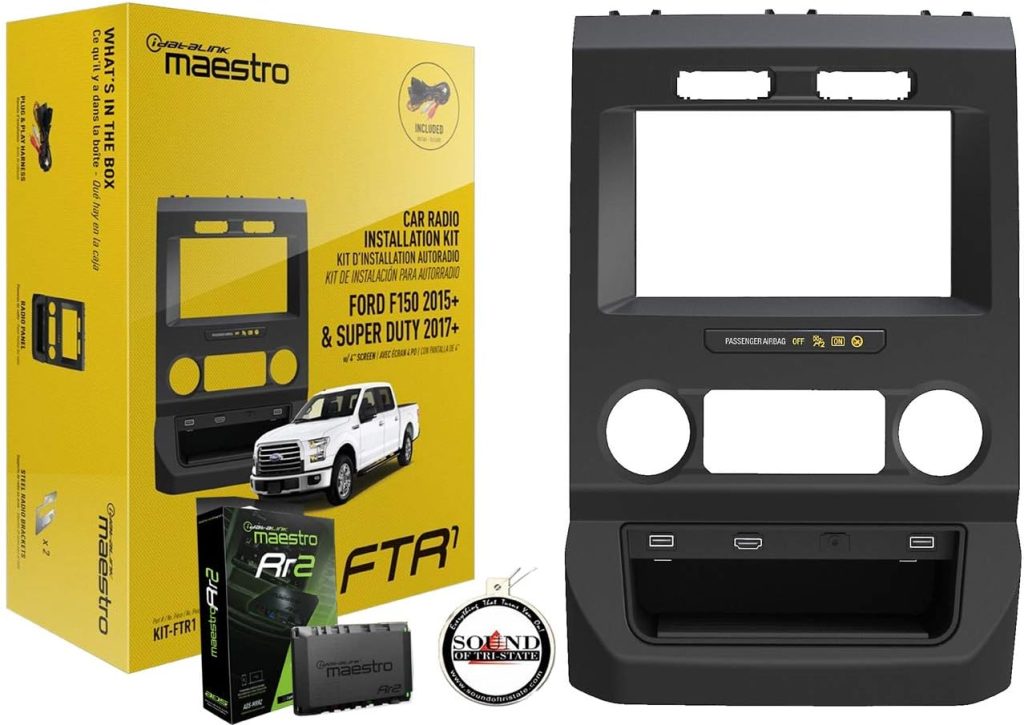 ADS Maestro KIT-FTR1 Dash Kit and T Harness for Select 2015-up Ford Pickups + ADS-MRR2 Interface Module with Sound of Tri-State Car Freshener Bundle
