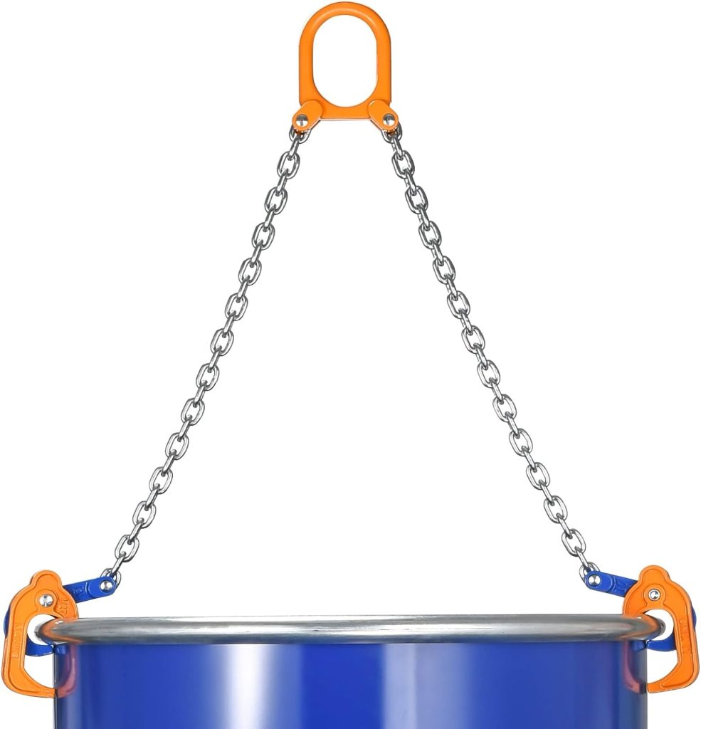 AIindu Chain Drum Lifter - 2000 lbs WLL - Designed for Lifting 30 and 55 Gallon Closed Metal/Plastic Drums with a Top Lip