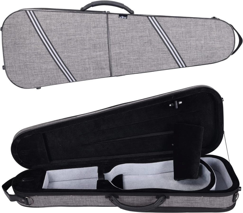 Aileen CSV502 Basic Professional 4/4 Full Size Violin Case Triangular Hard Shell Lightweight, Gray