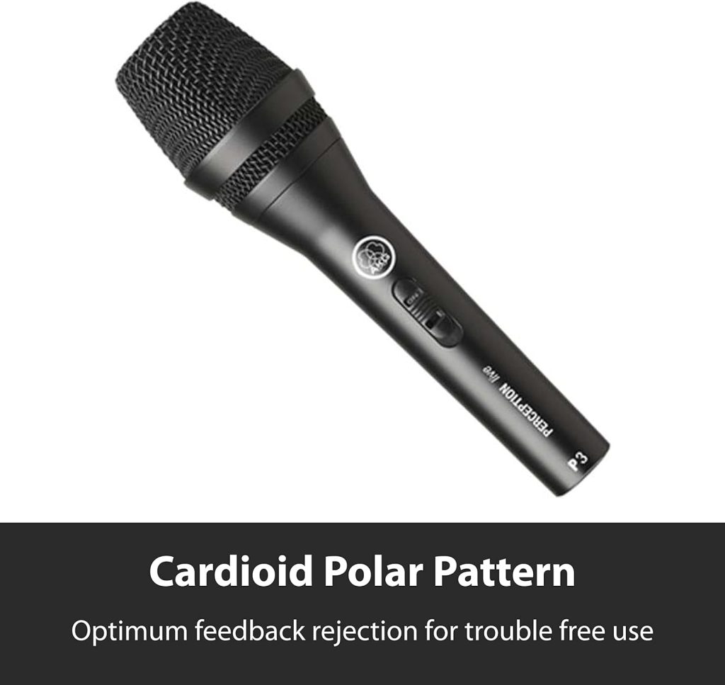 AKG Pro Audio Perception P3S High-Performance Dynamic Cardiod Microphone for Backing Vocals and Instruments,Black