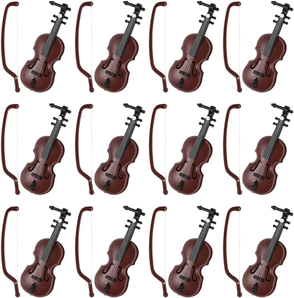 AKOAK 12 Pieces Mini Christmas Violin Wooden Mini Instrument Collection DIY Tabletop Decoration Party Goodie Bag Stuffed for Home Office Decoration Birthday Gift