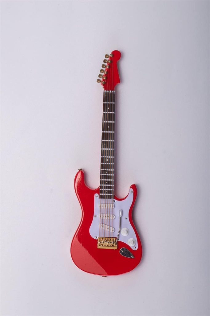 ALANO Mini Guitar Model Mini Electric Guitar, Musical Instrument Ornament, Decoration Ornament (Red, 14cm/5.5)