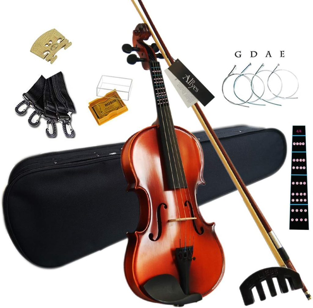 Aliyes Solid Wood Violin Designed for Beginners/Students with Hard Case Bow Rosin (4/4/Full-size)