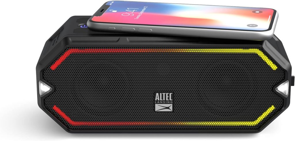 Altec Lansing HydraBlast Wireless Portable Bluetooth Speaker, IP67 Waterproof for Parties, USB C Rechargeable Outdoor Speakers with Built in Phone Charger and LED Lights, 20 Hour Playtime : Electronics