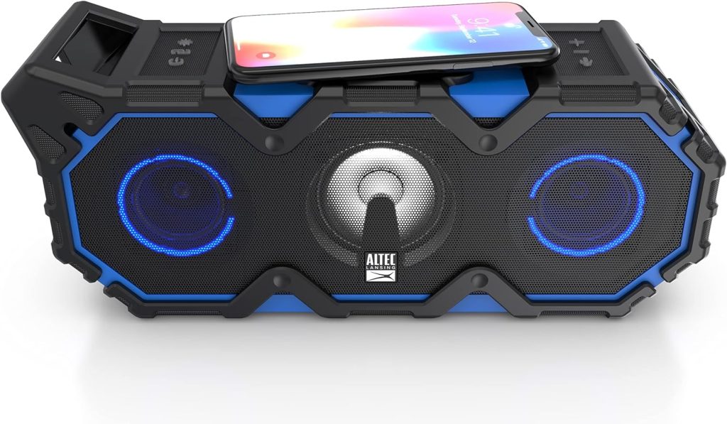 Altec Lansing Super Lifejacket Jolt - Waterproof Bluetooth Speaker, Durable  Portable Speaker with Qi Wireless Charging and Customizable Lights, Wireless Speaker for Travel  Outdoor Use : Electronics