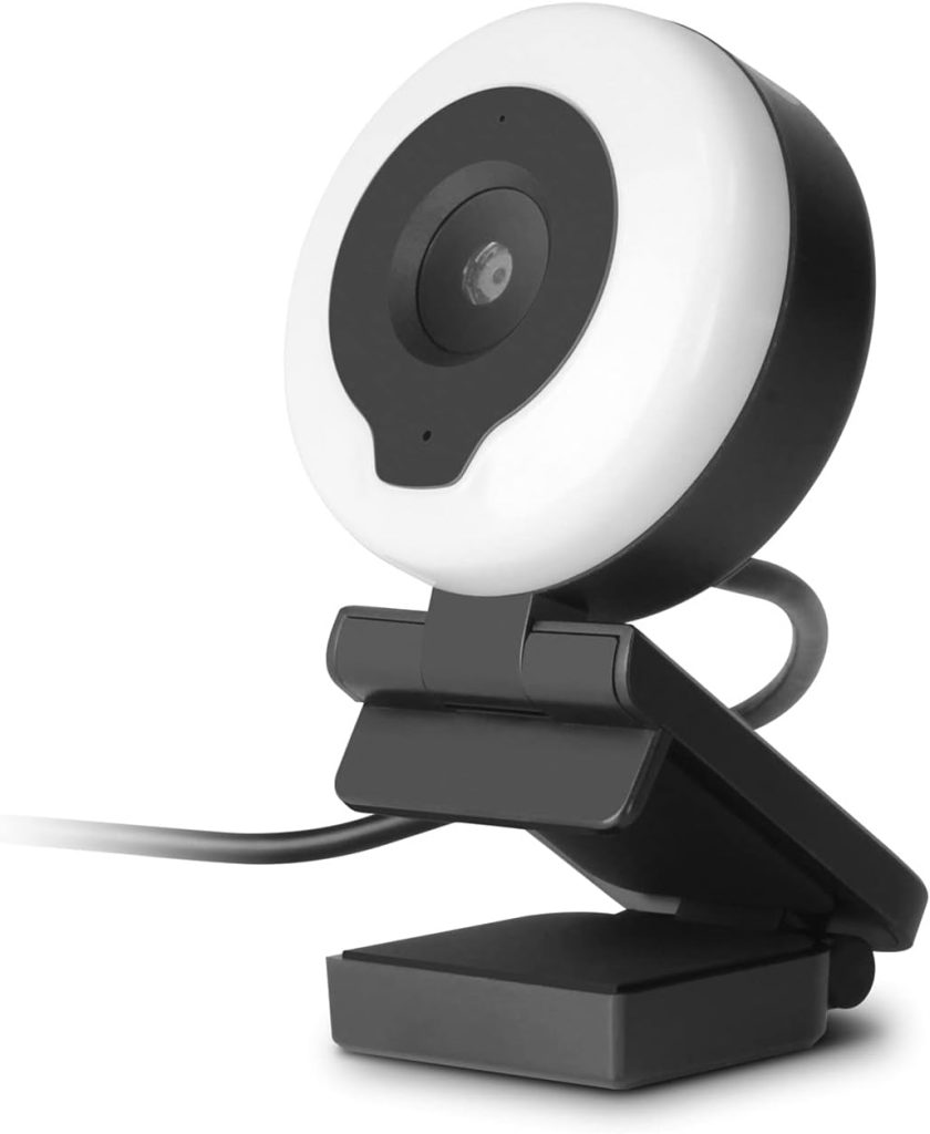 Aluratek HD 1080P Webcam, USB-C/USB-A, w/Built-in Speakers  Mic,Black,AWCS06F