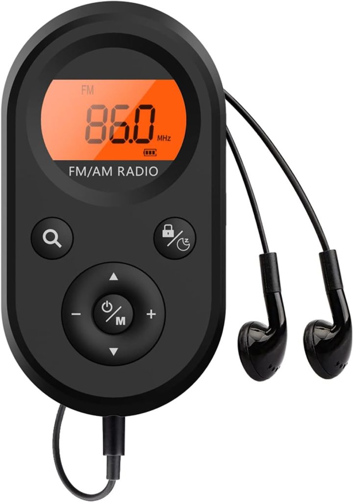 AM FM Portable Radio,Personal Pocket Radio Rechargeable with Best Reception,Long Battery Life,Stereo Earphone,Small Digital Transistor Radios for Hiking,Walking,Jogging