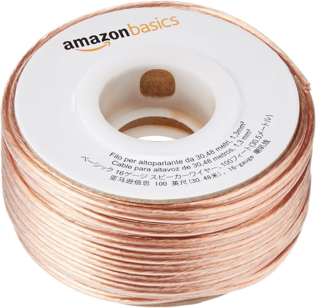 Amazon Basics 16-Gauge Speaker Wire Cable, 100 Feet, Bronze