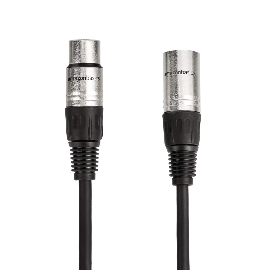 Amazon Basics 2-Pack XLR Microphone Cable for Speaker or PA System, All Copper Conductors, 6MM PVC Jacket, 10 Foot, Black