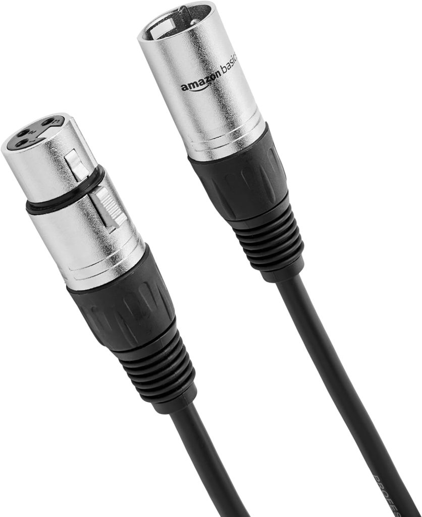 Amazon Basics 2-Pack XLR Microphone Cable for Speaker or PA System, All Copper Conductors, 6MM PVC Jacket, 10 Foot, Black