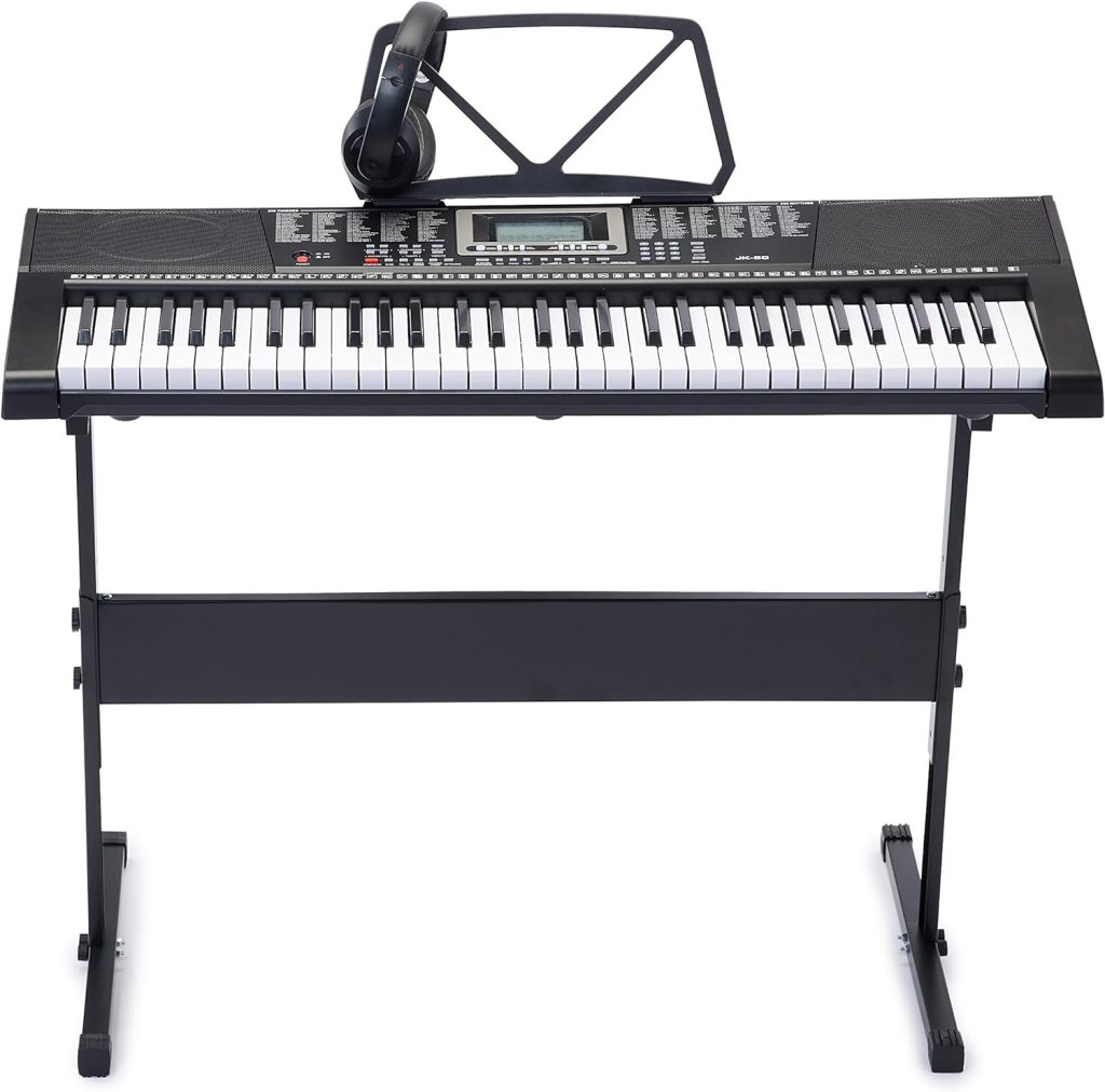 Amazon Basics Portable Digital Piano Keyboard with 61 Keys, Built In Speakers and Songs for Learning, Black