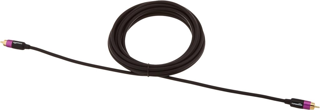 Amazon Basics RCA Audio Cable for Stereo Speaker or Subwoofer with Gold-Plated Plugs, 35 Foot, Black