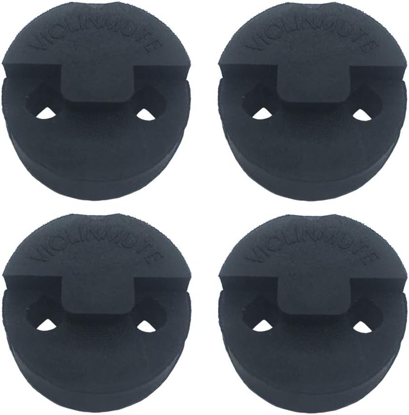 Amgate 4 Pack Violin Practice Mute for Violin and Small Viola, Round Tourte Style Rubber Mute, Black