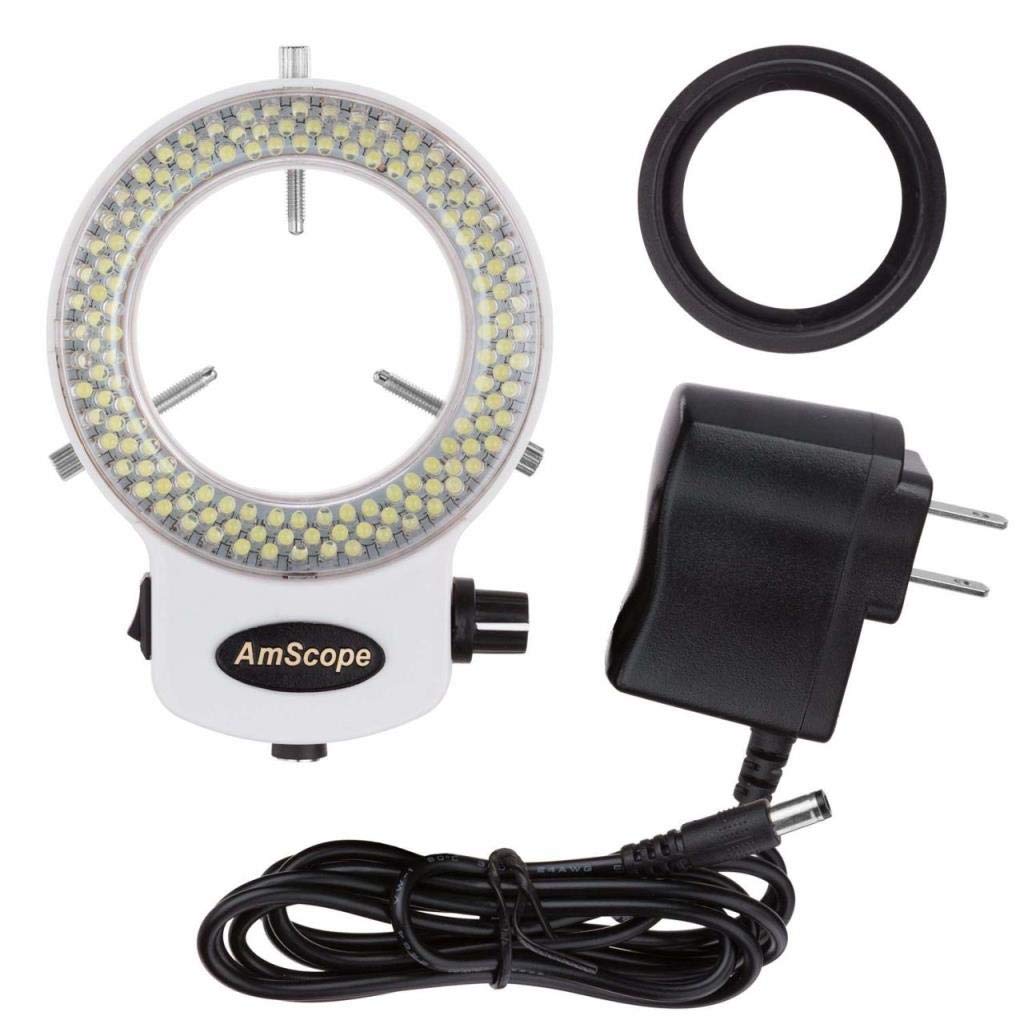 AmScope LED-144W-ZK White Adjustable 144 LED Ring Light Illuminator for Stereo Microscope  Camera