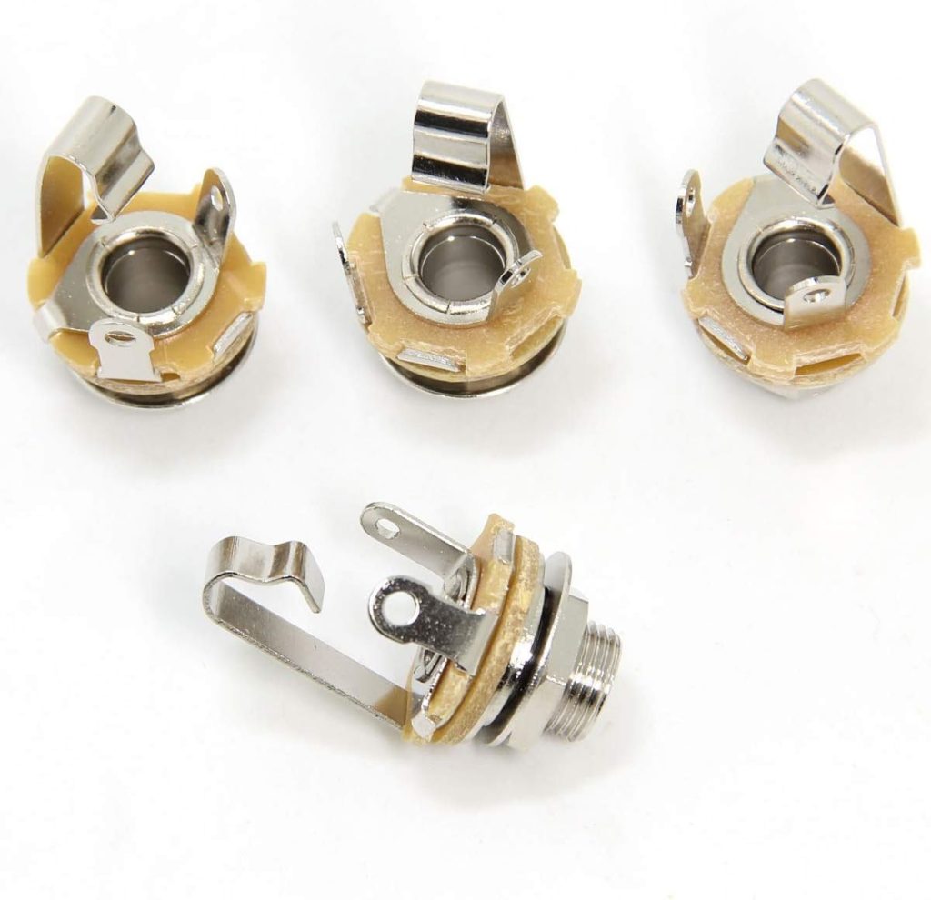 Ancable 4-Pack 1/4 Female Guitar Input Jack-6.35mm TS Mono Panel Mount Socket with Washer and Nut Solder Type