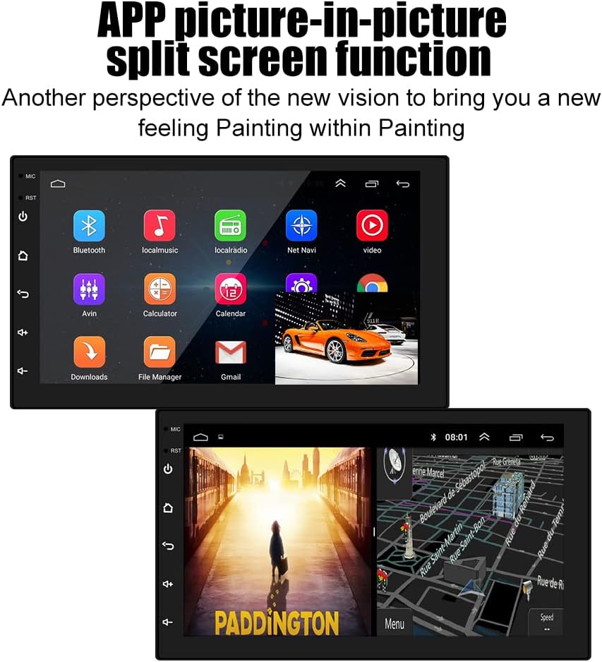 Android Car Stereo Double Din Car Radio 7 Inch Capacitive Touch Screen with Bluetooth GPS Navigation FM Mirror Link WiFi Connect Steering Wheel Remote Control + Backup Camera