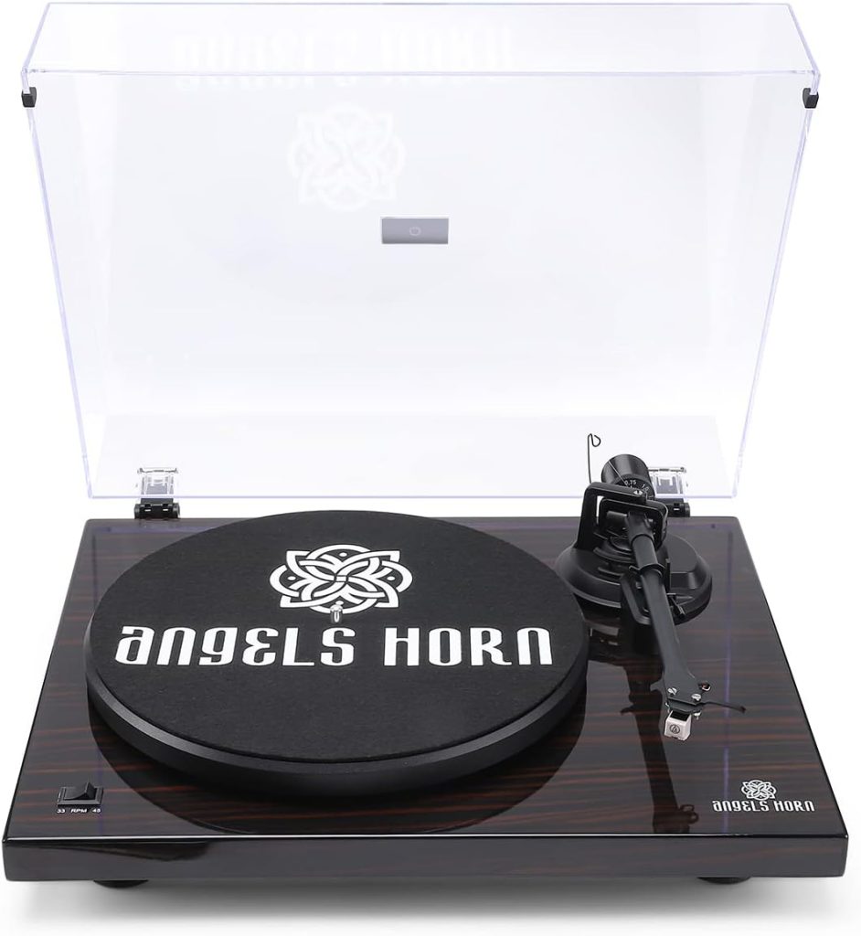 ANGELS HORN Turntable, Vinyl Record Player, Bluetooth Built-in Phono Preamp Belt Drive 2-Speed, Adjustable Counterweight, AT-3600L (Bluetooth Version)