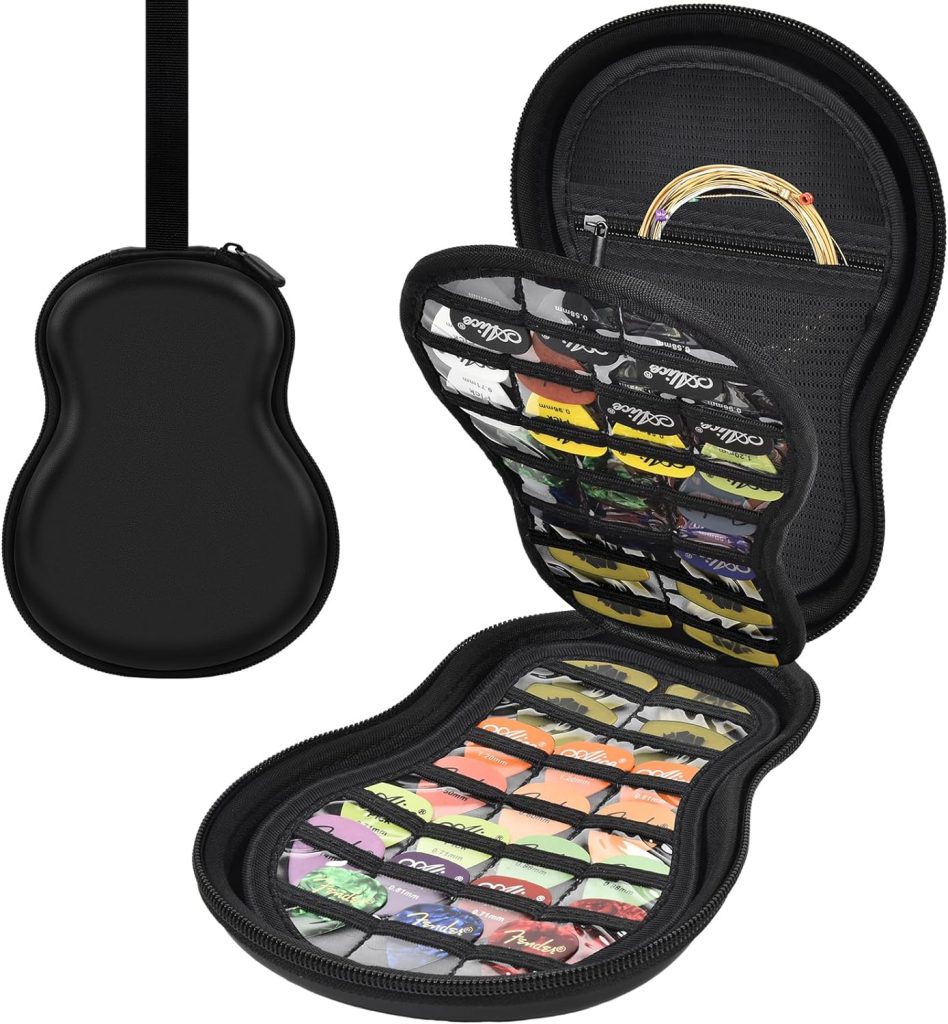 ANKHOH Guitar Pick Holder Case for Fender/for Acoustic/for ChromaCast/for DAddario/for JIM DUNLOP/for Bolopick/for UNLP MUSICAL INSTRUMENT, 63+ All Size Plectrums Storage Picks Pouch Box, Bag Only