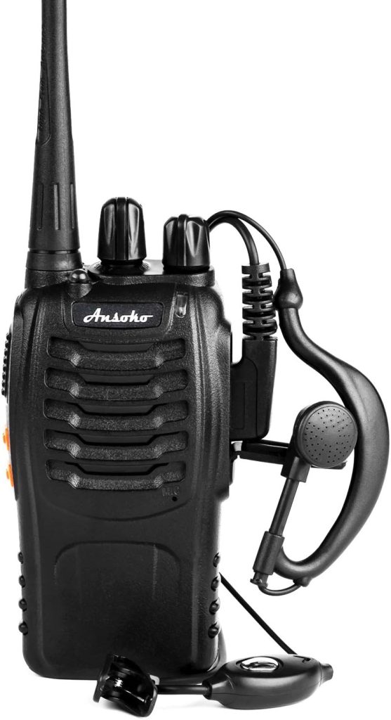 Ansoko Walkie Talkies Rechargeable Long Range Two Way Radios 16-Channel with Earpiece Battery n Charger (3 Pack)