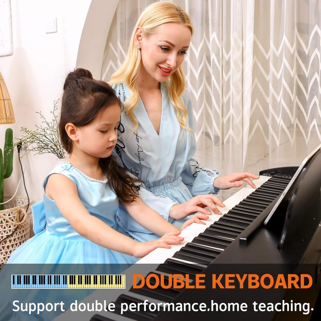 AODSK 88 Key Weighted Action Digital Piano,Stereo Speakers,Grade Hammer Action Keyboard with Furniture Stand and Triple Pedals for Beginner Kids/Adults Beginner Digital Piano Black