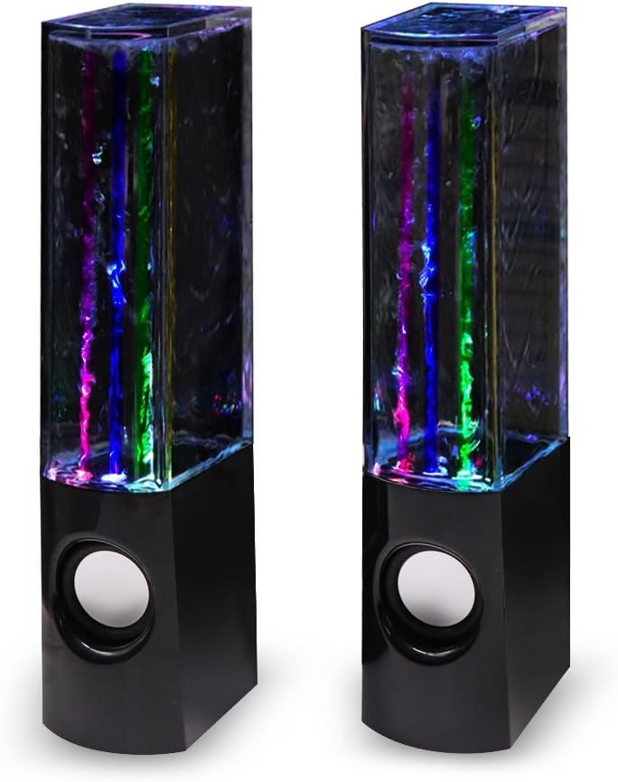 Aolyty Colorful LED Water Speaker with Dancing Fountain Light Show Sound for PC, MP3 Player, Laptops, Smartphone Black