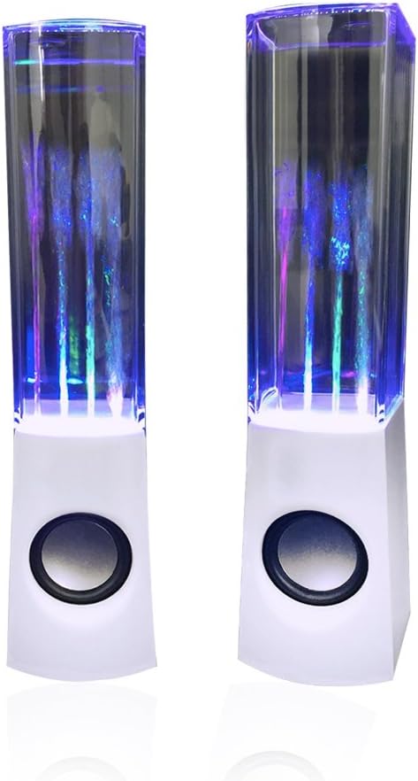 Aolyty Colorful LED Water Speaker with Dancing Fountain Light Show Sound for PC, MP3 Player, Laptops(White)