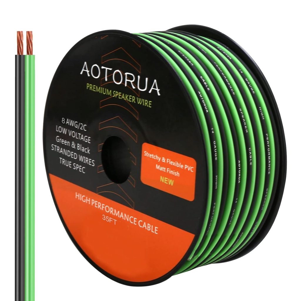 AOTORUA 8 Gauge Wire 35 Feet 2 Conductors Power Ground Cable, 8AWG Stranded Flexible Wire for Electrical Wire, Primary Automotive Wire, Battery Cable, Car Audio Speaker, 12 Volt Low Voltage Wiring