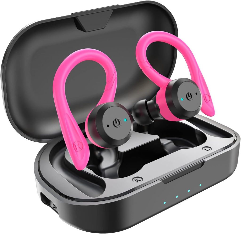 APEKX Bluetooth Headphones True Wireless Earbuds with Charging Case IPX7 Waterproof Stereo Sound Earphones Built-in Mic in-Ear Headsets Deep Bass for Sport Running Red