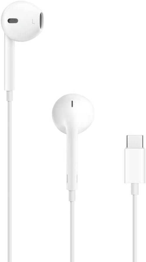 Apple EarPods Headphones with USB-C Connector. Microphone with Built-in Remote to Control Music, Phone Calls, and Volume. Wired Earbuds for iPhone