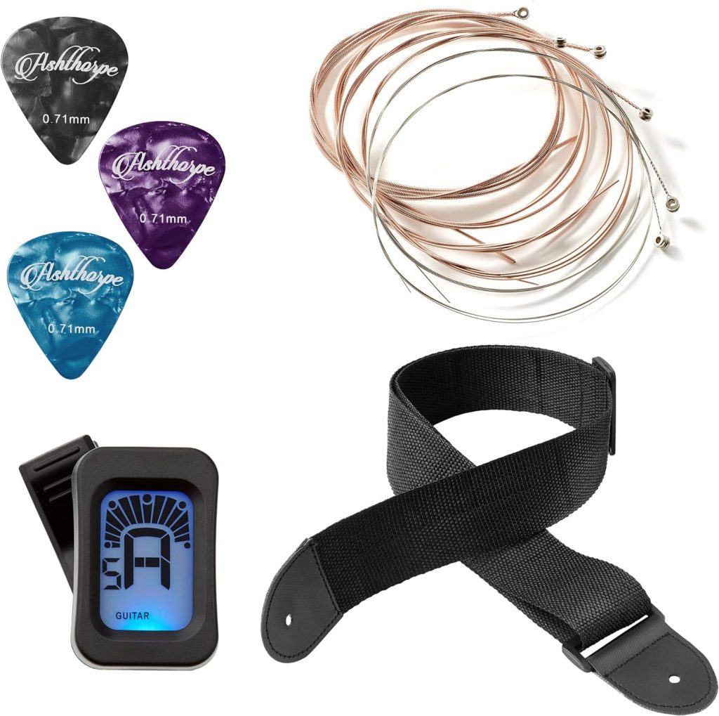 Ashthorpe 41-inch Beginner Cutaway Acoustic Guitar Package (Red), Full Size Basic Starter Kit w/Gig Bag, Strings, Strap, Tuner, Picks