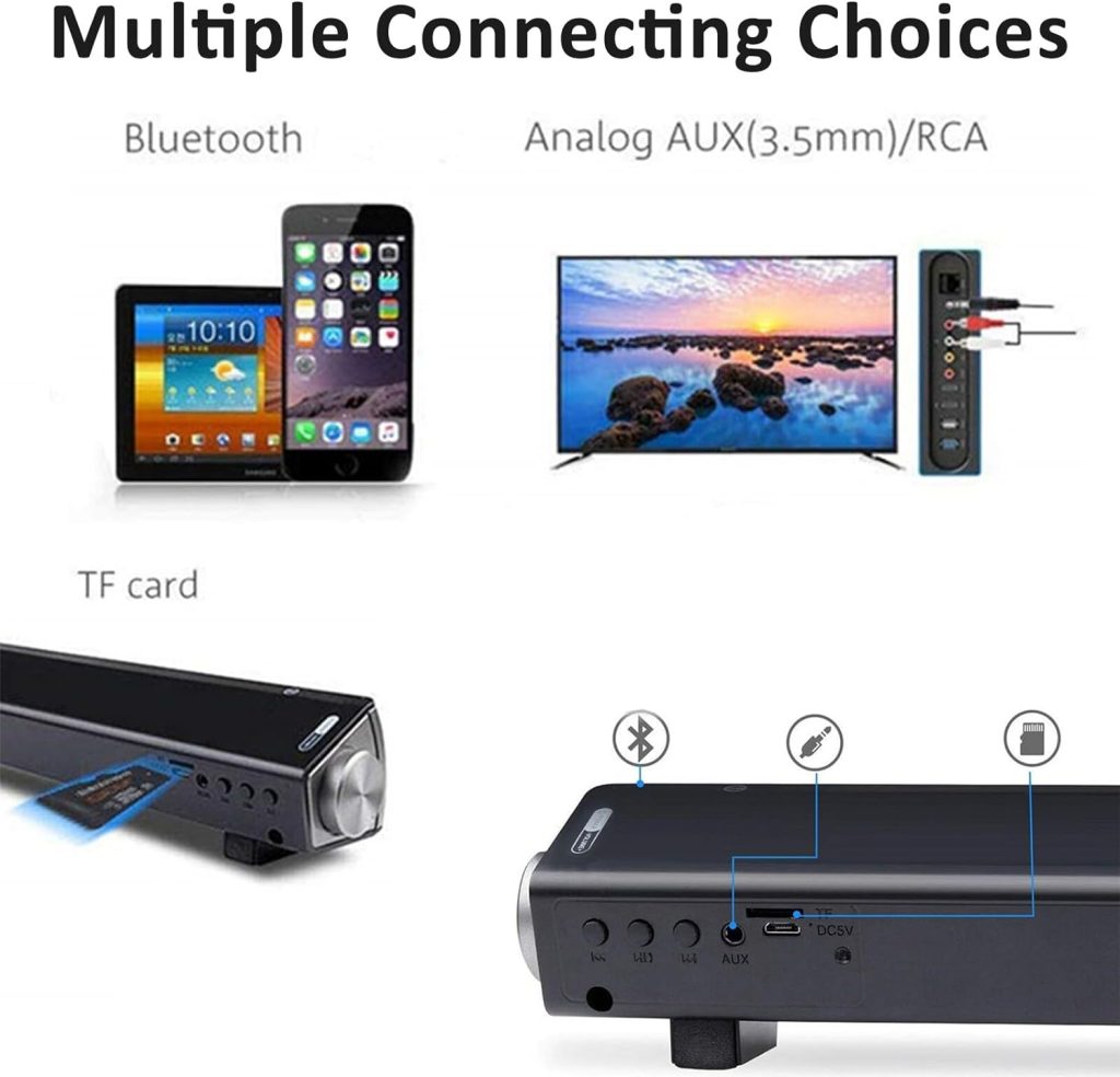 ASIYUN Computer Speakers for Desktop, Wired and Wireless Computer Sound Bar, Stereo USB Powered Mini Soundbar Speakers for PC Tablets Laptop Desktop Projector Cellphone