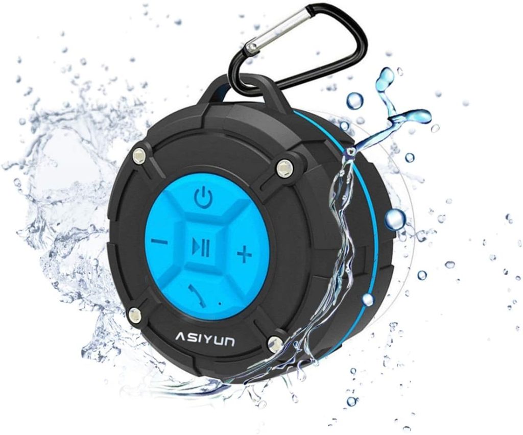ASIYUN Shower Speaker, IPX7 Waterproof Bluetooth Speaker, Loud HD Sound, Portable Wireless Speaker with Suction Cup  Sturdy Hook, Built-in Mic, for Shower, Pool, Beach, Outdoor(Blue)