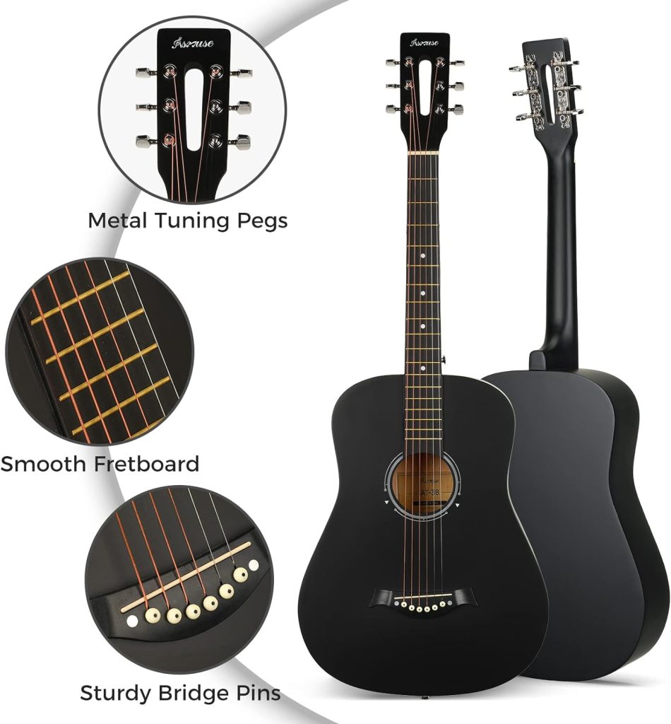 Asmuse 38 inch Acoustic Guitar Kit, Full Size Classical Acoustic Guitar 6 Strings with Gig Bag, Tuner, Picks, Strap Accessories for Beginners Adults Teens (Natural)