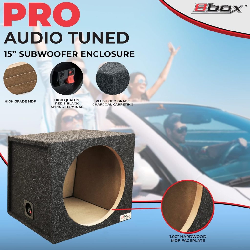 Atrend Bbox Single Sealed 12 Inch Subwoofer Enclosure - Car Subwoofer Boxes  Enclosures - Premium Subwoofer Box Improves Audio Quality, Sound  Bass - Red  Black Spring Terminals - Charcoal