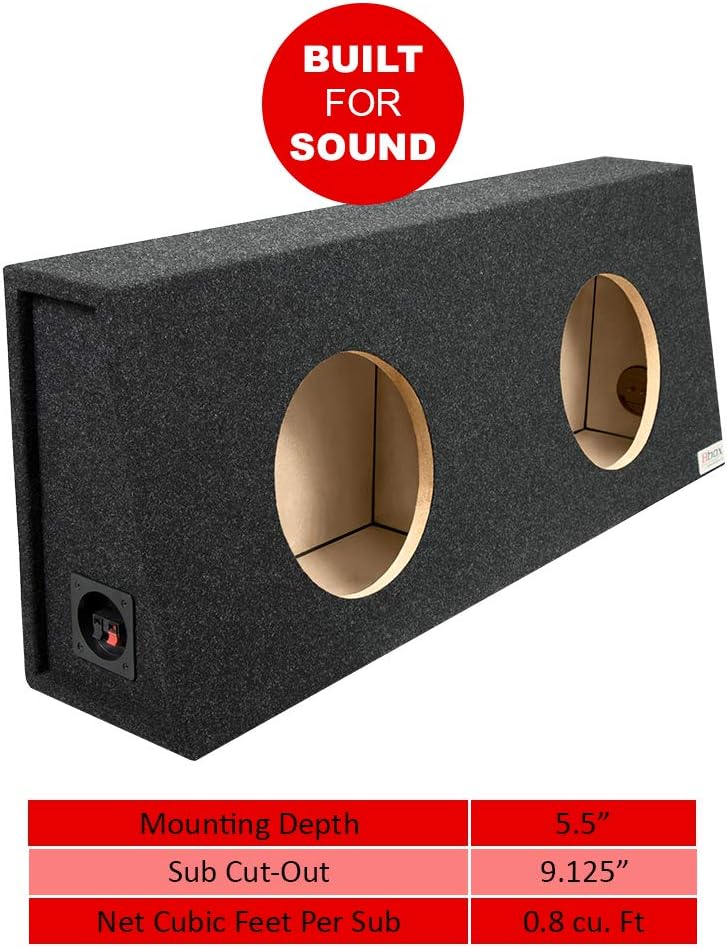 Atrend Bbox Single Sealed 12 Inch Wedge Shaped Subwoofer Enclosure - Universal Wedge Truck Enclosure - Premium Subwoofer Box Improves Audio Quality, Sound  Bass - Red  Black Spring Terminals