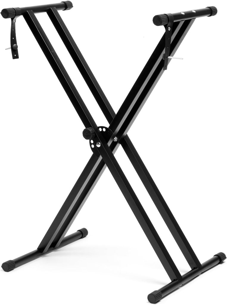 Atsgke Keyboard Stand Double X-Style,Keyboard Piano Stand with Locking Straps,Keyboard Stand Adjustable Width  Height for 54-88 Keys