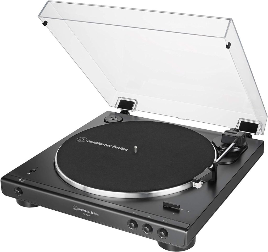 Audio-Technica AT-LP60XBT-BK Fully Automatic Bluetooth Belt-Drive Stereo Turntable, Black, Hi-Fi, 2 Speed, Dust Cover, Anti-Resonance, Die-cast Aluminum Platter