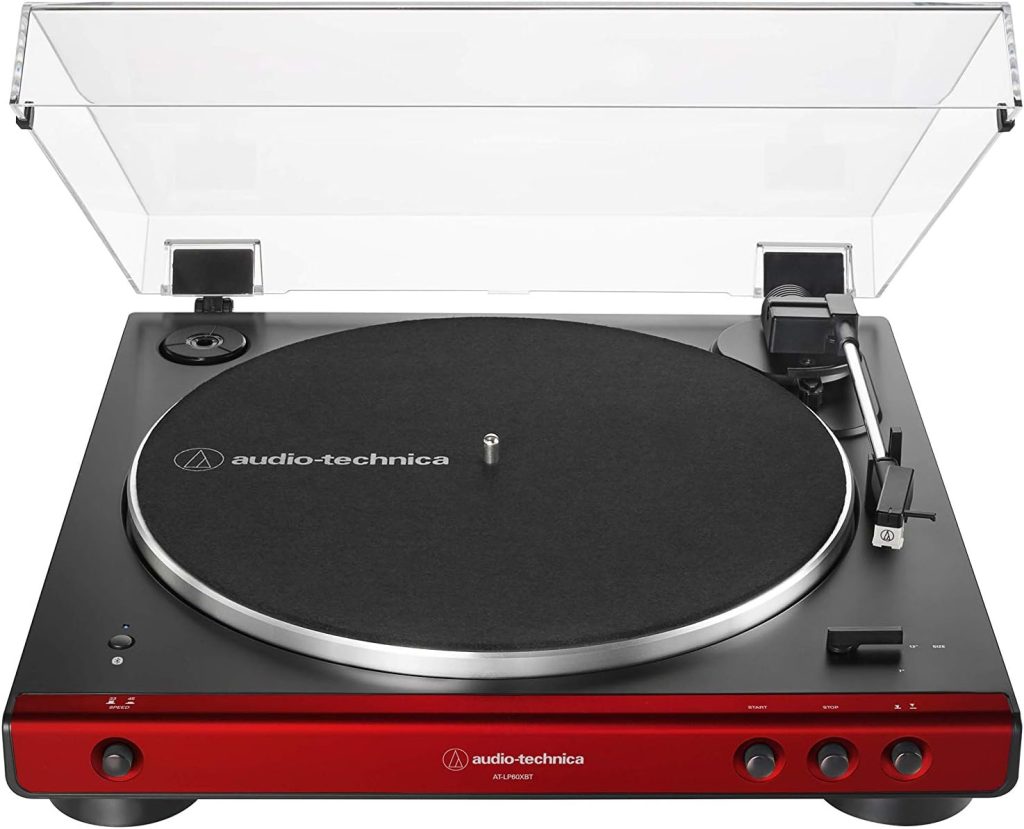 Audio-Technica AT-LP60XBT-RD Fully Automatic Belt-Drive Stereo Turntable, Red/Black, Bluetooth, Hi-Fi, 2 Speed