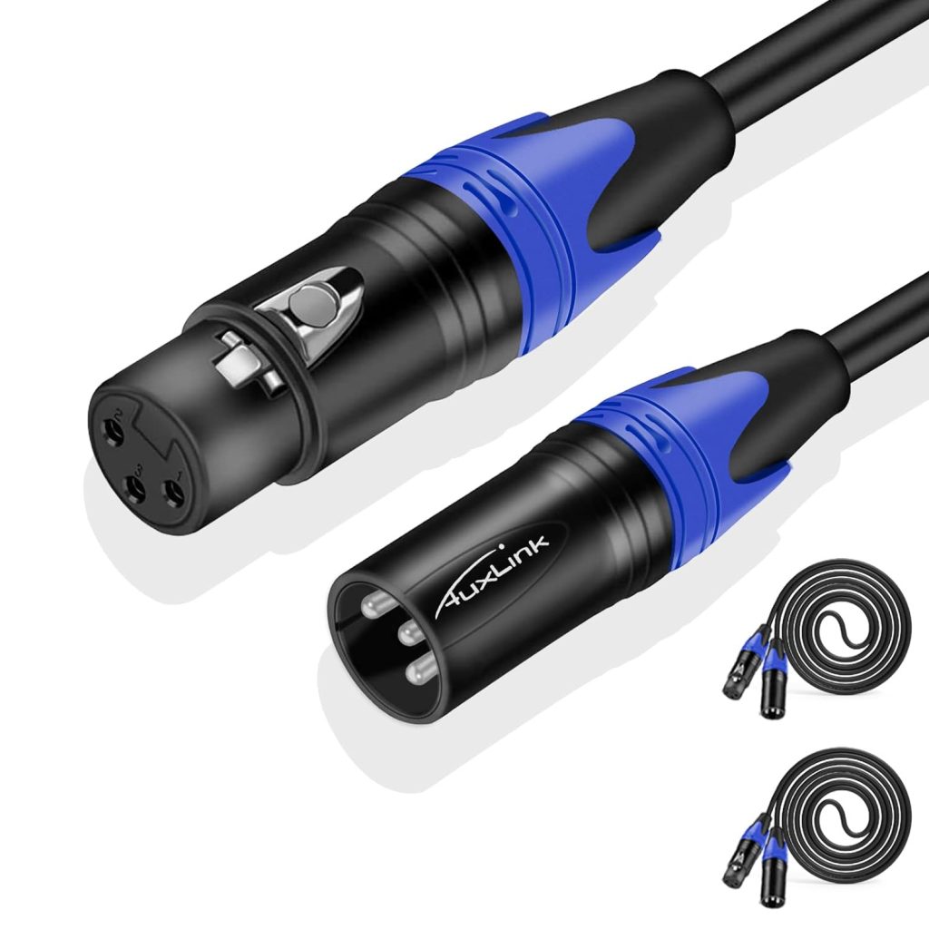 AuxLink XLR Cable, XLR Microphone Cable Male to Female 25ft 2 Pack, Balanced XLR Speaker Cable Suitable for Microphones, Preambles, Speaker Systems, Radio Station and More