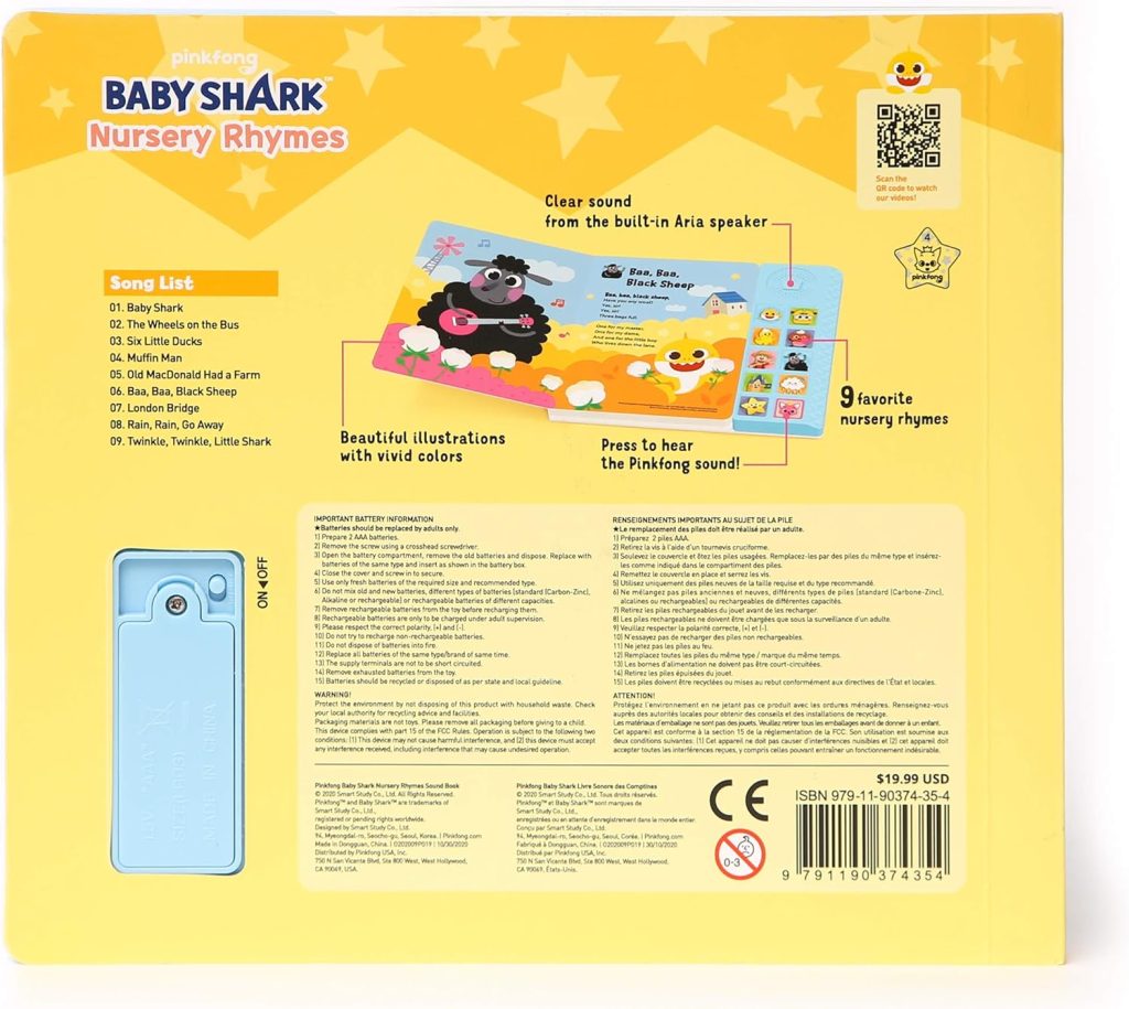 Baby Shark Nursery Rhymes 10 Button Sound Book| Learning  Education Toys | Interactive Baby Books for Toddlers 1-3 | Gifts for Boys  Girls