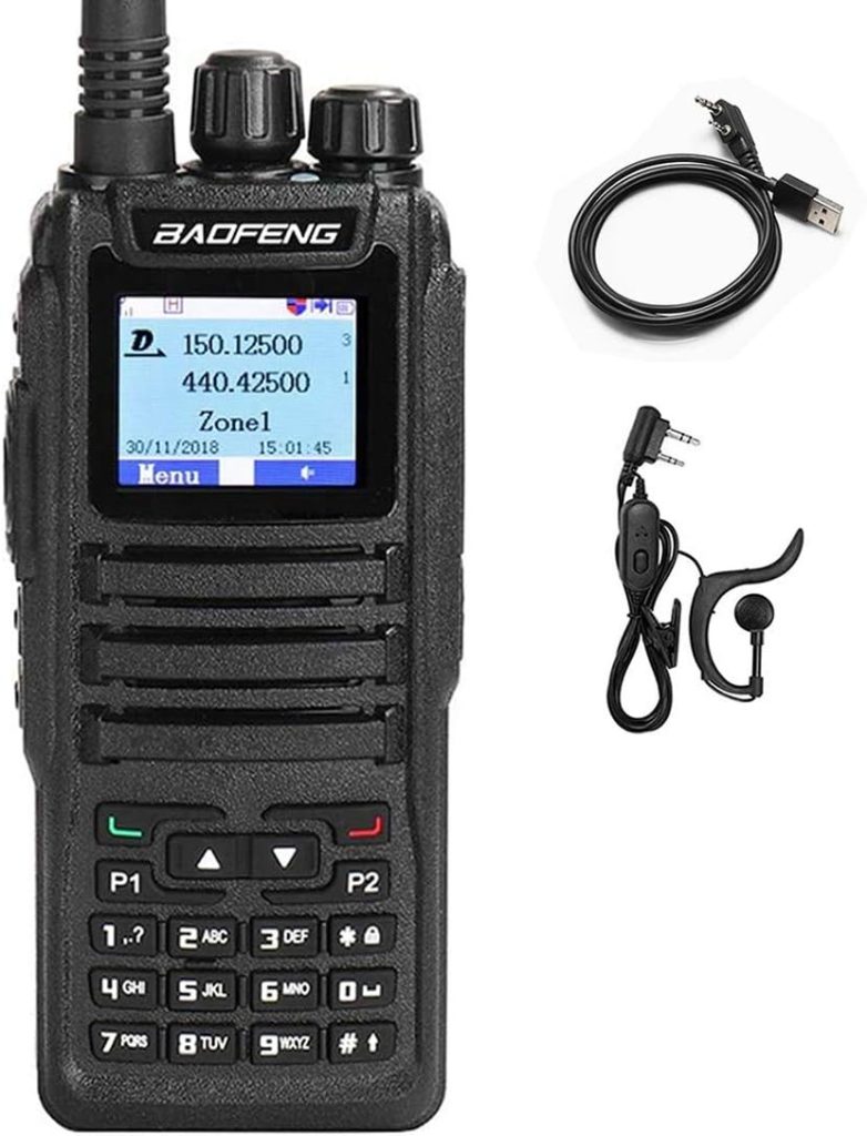 Baofeng DM-1701 Dual Band Dual Time Slot DMR/Analog Two Way Radio, 3,000 Channels Amateur Radio/Free Programming Cable, Charger and PTT Earpiece