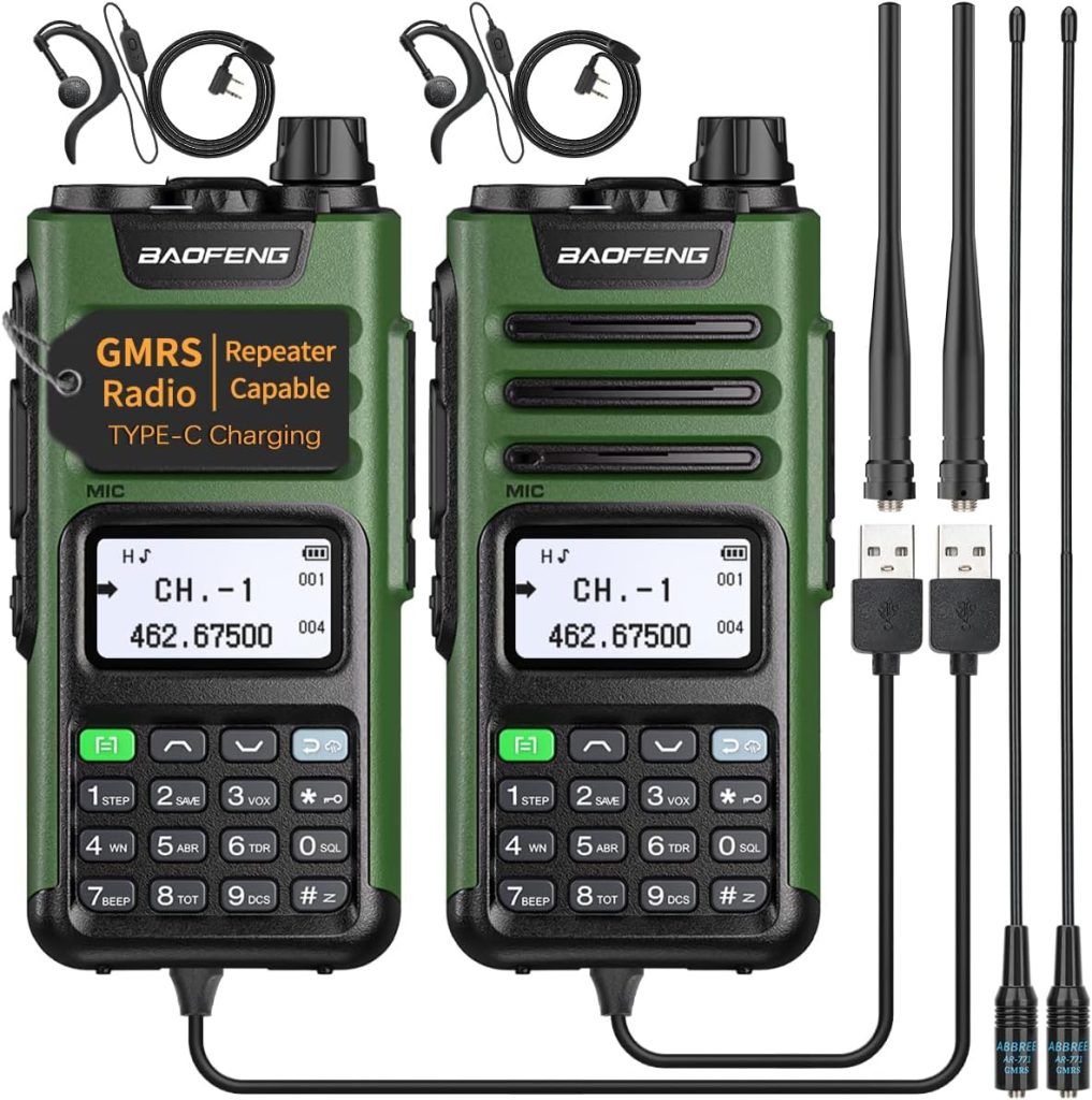 BAOFENG GM-15 Pro GMRS Radio(Upgrade of UV-5R Ham Radio),NOAA Weather Receiver  Scan Radio Rechargeable Long Range Two Way Radio Handheld Radios with USB-C Charger AR-771 Antenna