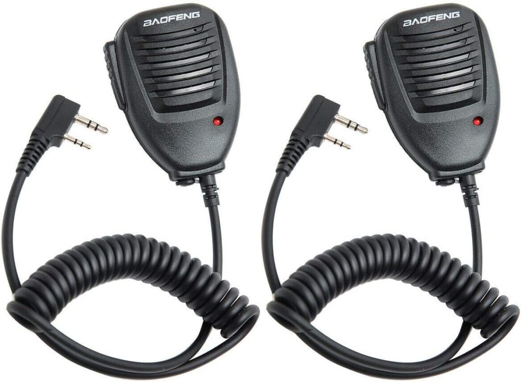 BAOFENG Original UV-5R Mic for Ham Radio Shoulder Speaker Mic Compatible BF-F8HP UV-5R BF-888s can be Used as Police Walkie Talkie Handheld Two Way Radio Accessories (Black-2Pack)