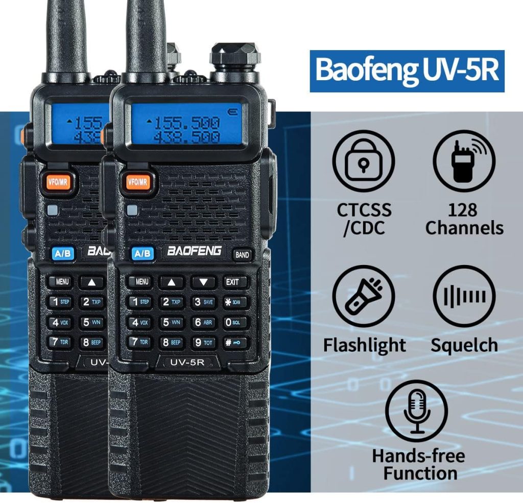 BaoFeng Radio UV-5R 8W Handheld Two Way Radio VHF/UHF Ham Radios Portable Walkie Talkie with Extra AR-805S AR-771 High Gain Antenna and 1800mAh3800mAh Extended Battery Programming Cable (2Pack)
