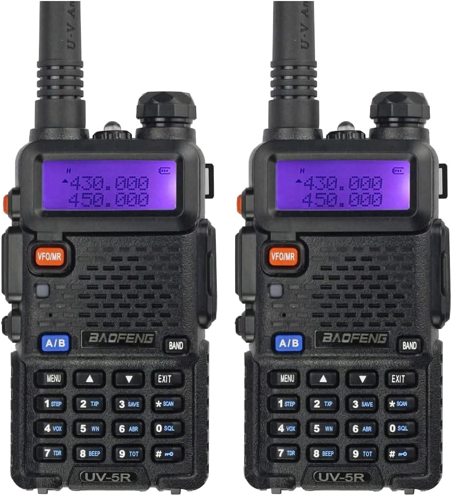 BAOFENG UV-5R Two Way Radio Handheld Ham Radio Dual Band Walkie Talkie(2PACK, Black)