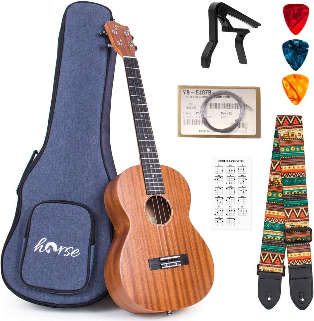 Baritone Ukulele, 30 Inch Professional Musical Instrument Ukelele for Adults Horse Uke Beginner Kit W/Gig Bag Strap OEM Strings Hawaiian Guitar Ukalalee Yukalalee Ukalele Yukelele