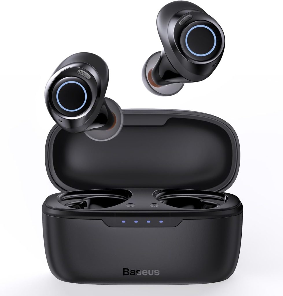 Baseus Wireless Earbuds, 140H Playback -48dB Active Noise Cancelling Bluetooth 5.3 Earbuds with IPX6 Waterproof 4 ENC Mics 0.038s Low Latency Fast Charge Ear Buds for Android iOS - Bowie MA10
